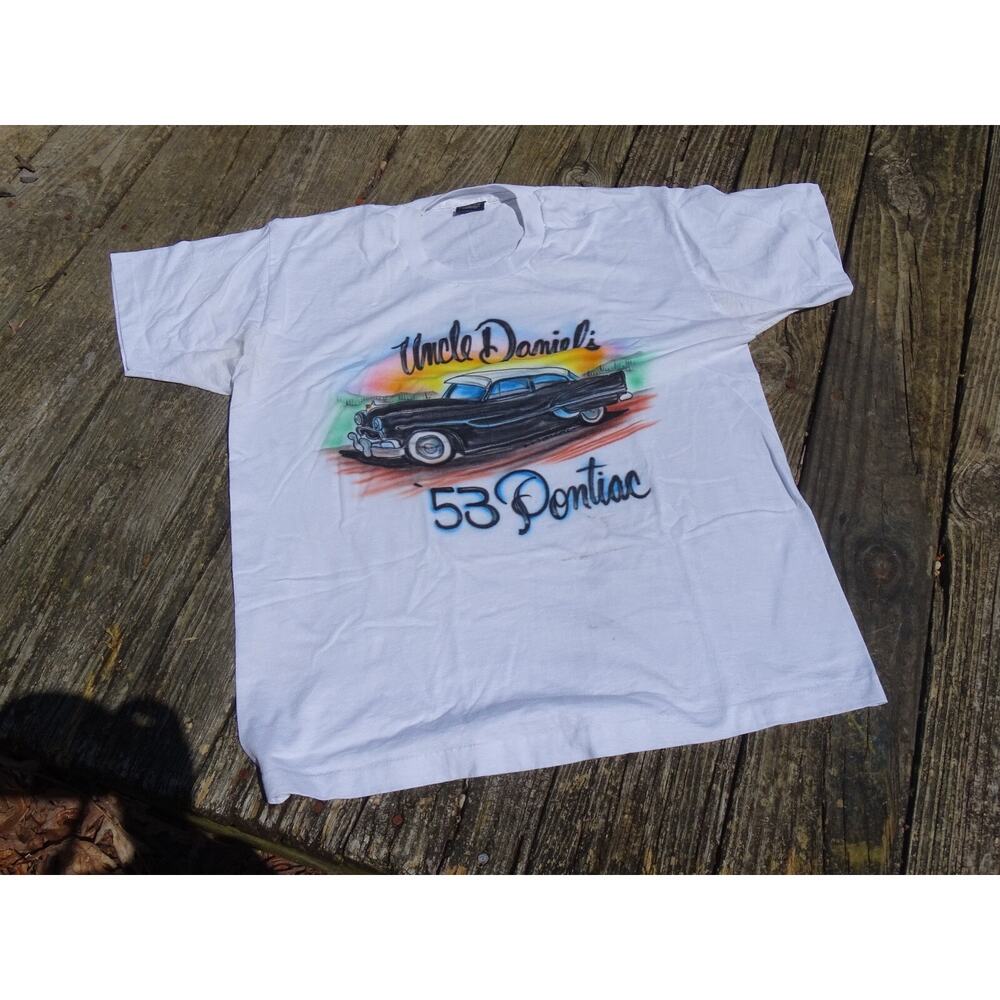 Vintage Airbrush 1953 53 Pontiac Car T Shirt XL BEACH 90s Single Stitch